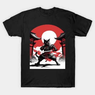 Shadow Strike: Black Cat Ninja's Deadly Dance T-Shirt